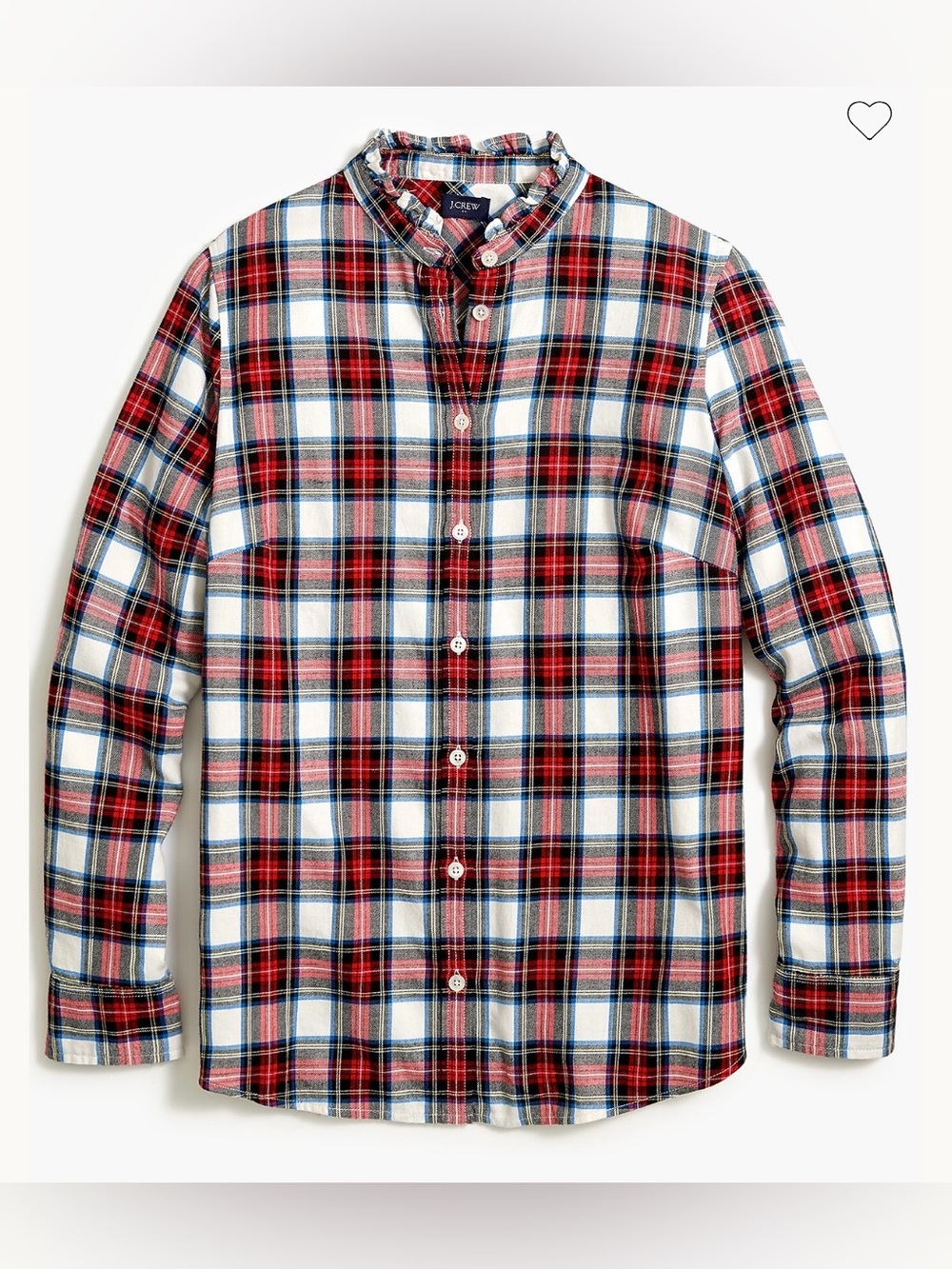 J Crew Flannel shirt with ruffle collar - EUC